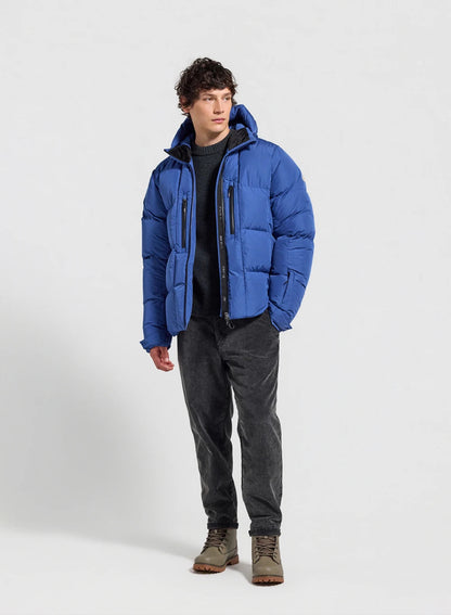 Men's hooded Pyrenex Impulse electric blue down jacket