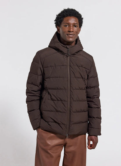 Men's hooded Pyrenex Kepler dark brown down jacket