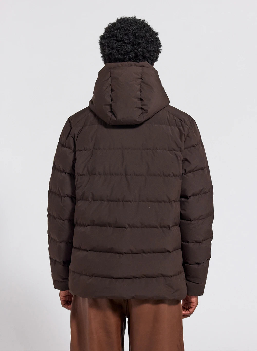 Men's hooded Pyrenex Kepler dark brown down jacket