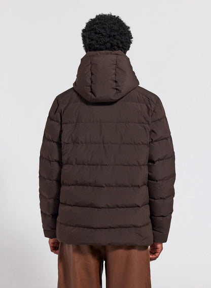 Men's hooded Pyrenex Kepler dark brown down jacket