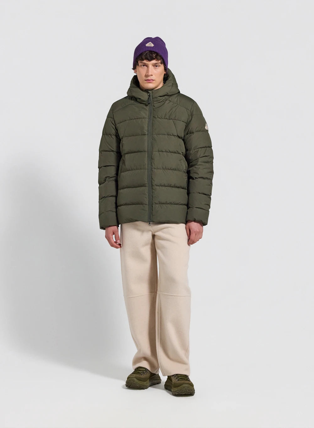 Men's hooded down jacket Pyrenex Kepler dark khaki