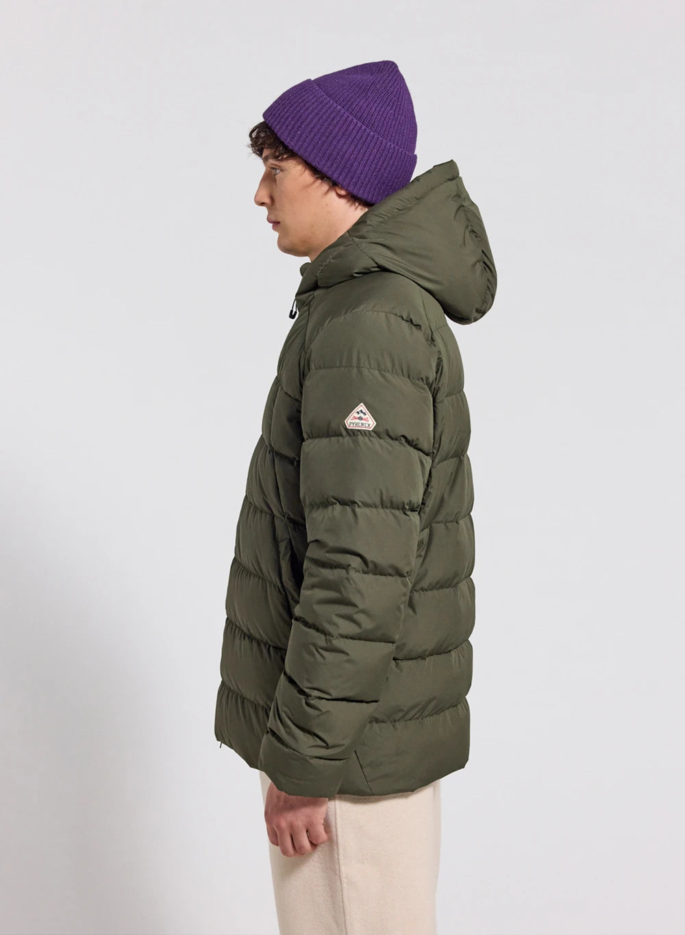Men's hooded down jacket Pyrenex Kepler dark khaki