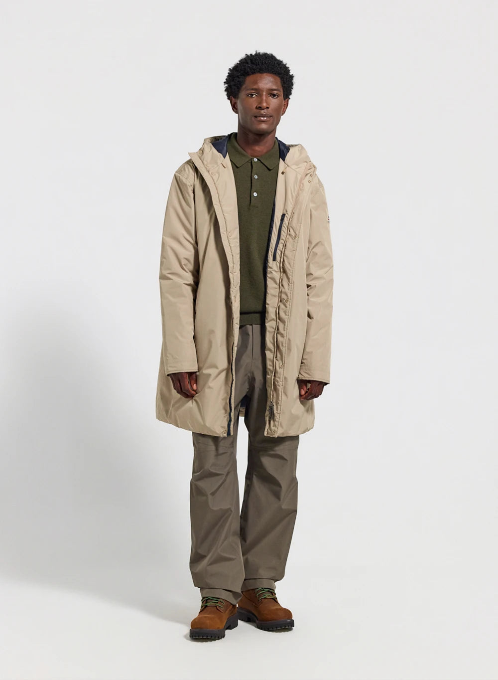 Long waterproof quilted parka for men Pyrenex Puigmal light beige