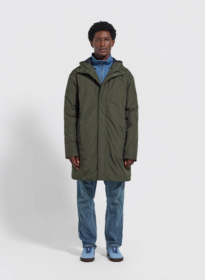 Long waterproof quilted parka for men Pyrenex Puigmal dark khaki