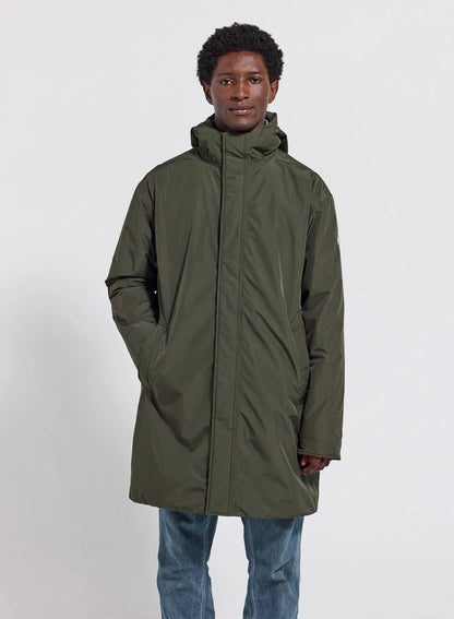 Long waterproof quilted parka for men Pyrenex Puigmal dark khaki