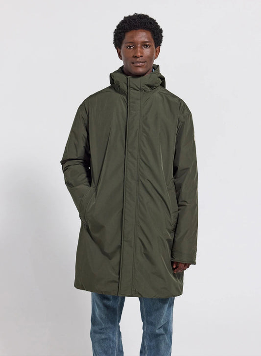 Long waterproof quilted parka for men Pyrenex Puigmal dark khaki