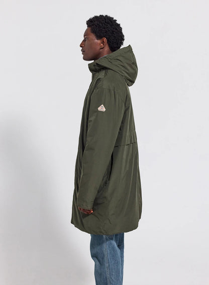 Long waterproof quilted parka for men Pyrenex Puigmal dark khaki