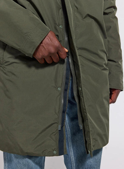 Long waterproof quilted parka for men Pyrenex Puigmal dark khaki