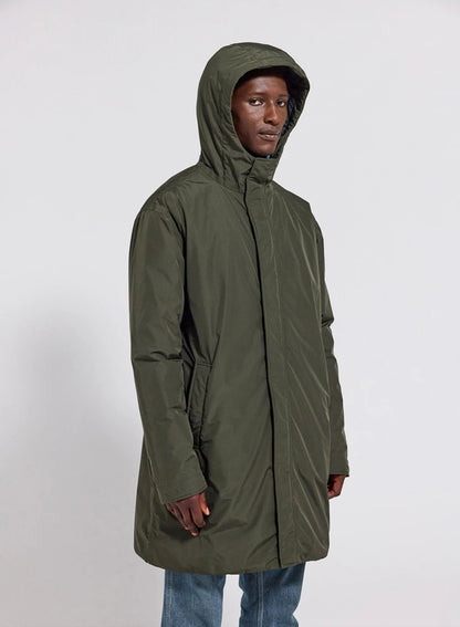 Long waterproof quilted parka for men Pyrenex Puigmal dark khaki