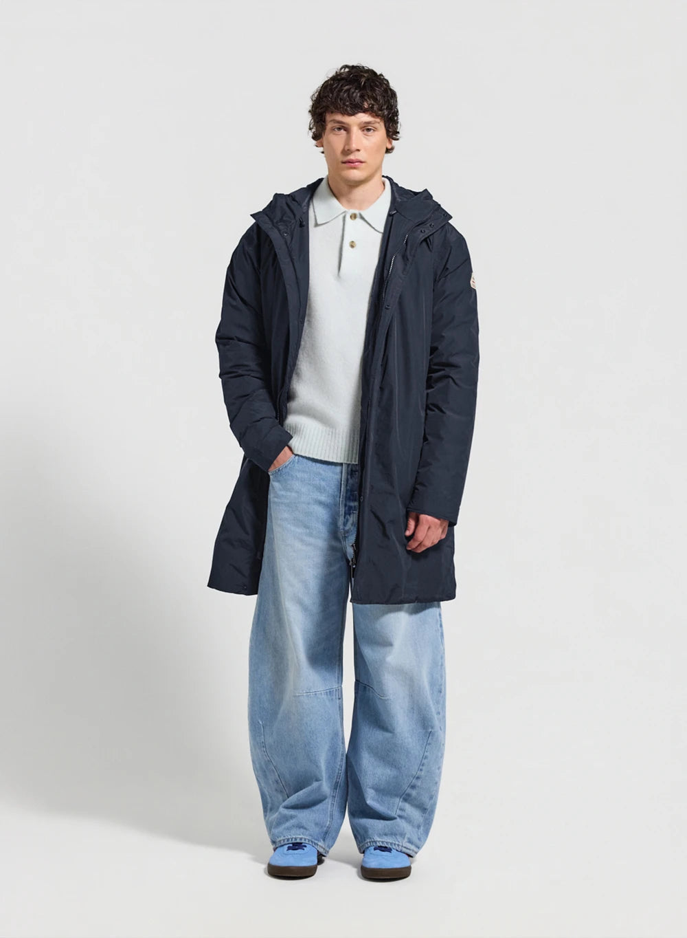 Long quilted waterproof parka for men Pyrenex Puigmal dark blue