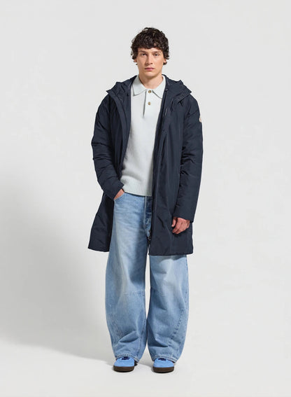 Long quilted waterproof parka for men Pyrenex Puigmal dark blue