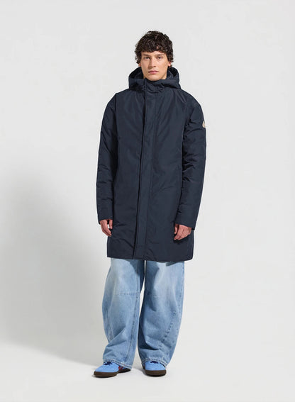 Long quilted waterproof parka for men Pyrenex Puigmal dark blue
