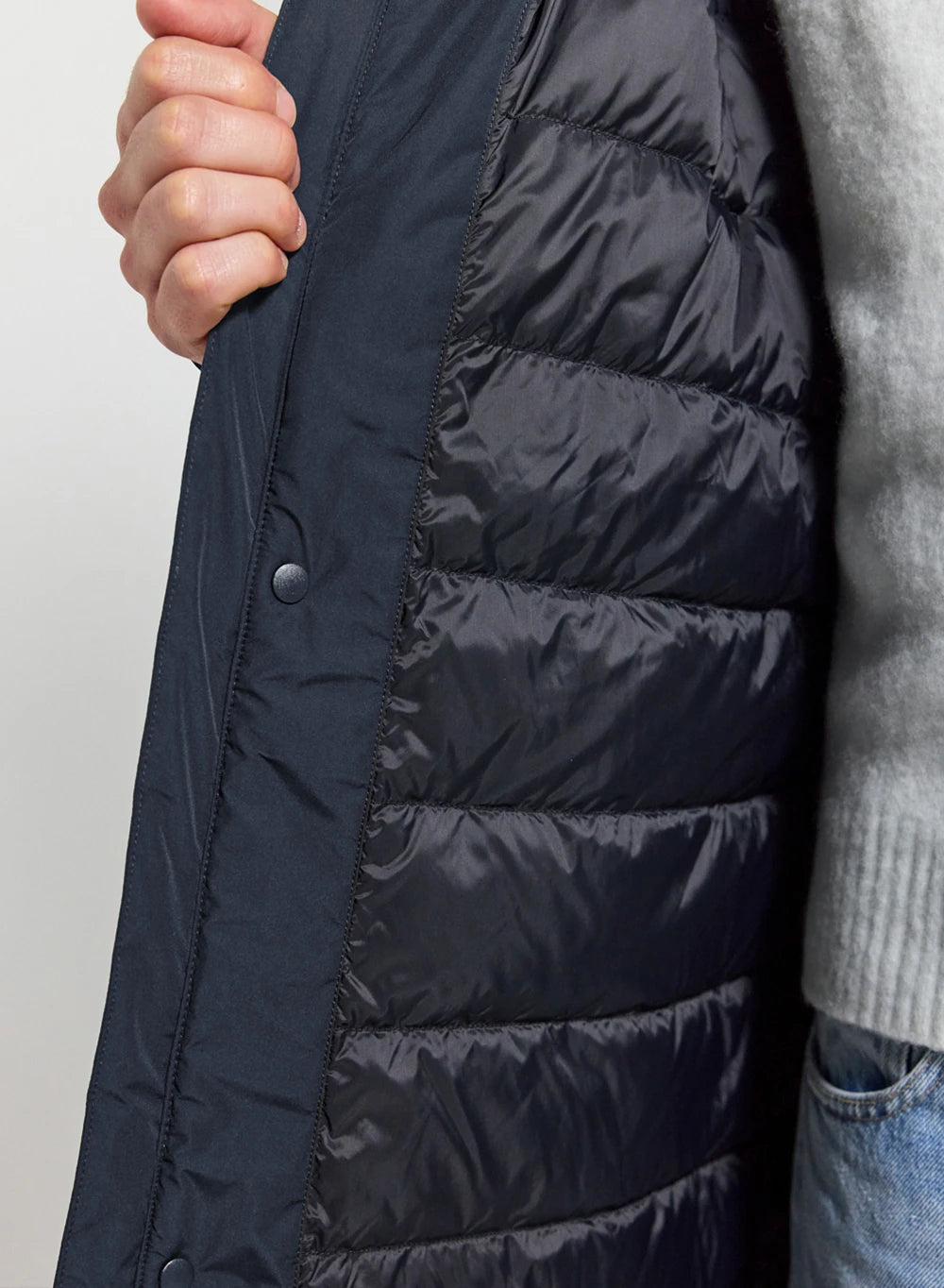 Long quilted waterproof parka for men Pyrenex Puigmal dark blue