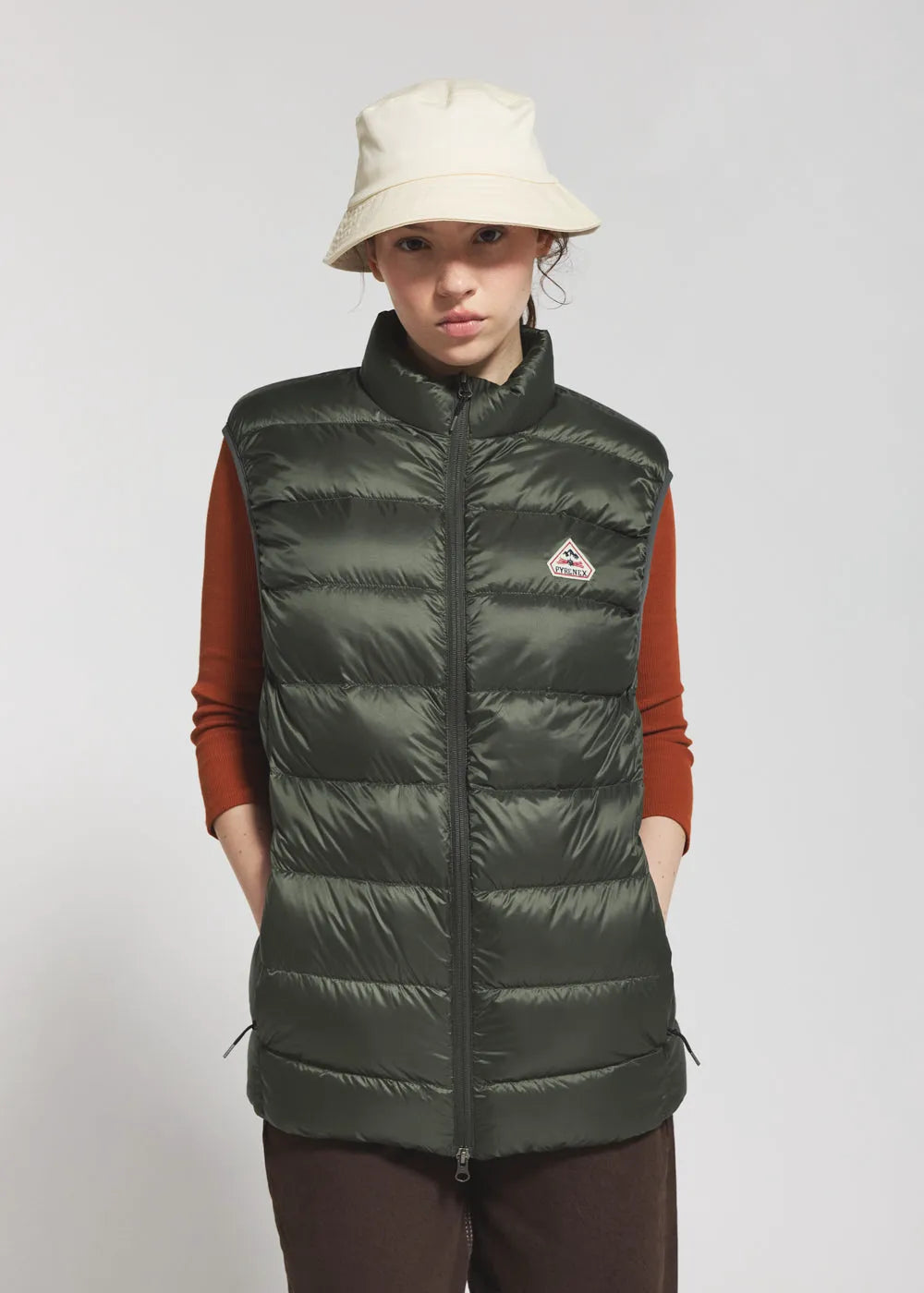 Pyrenex Arial dark khaki men's sleeveless down jacket