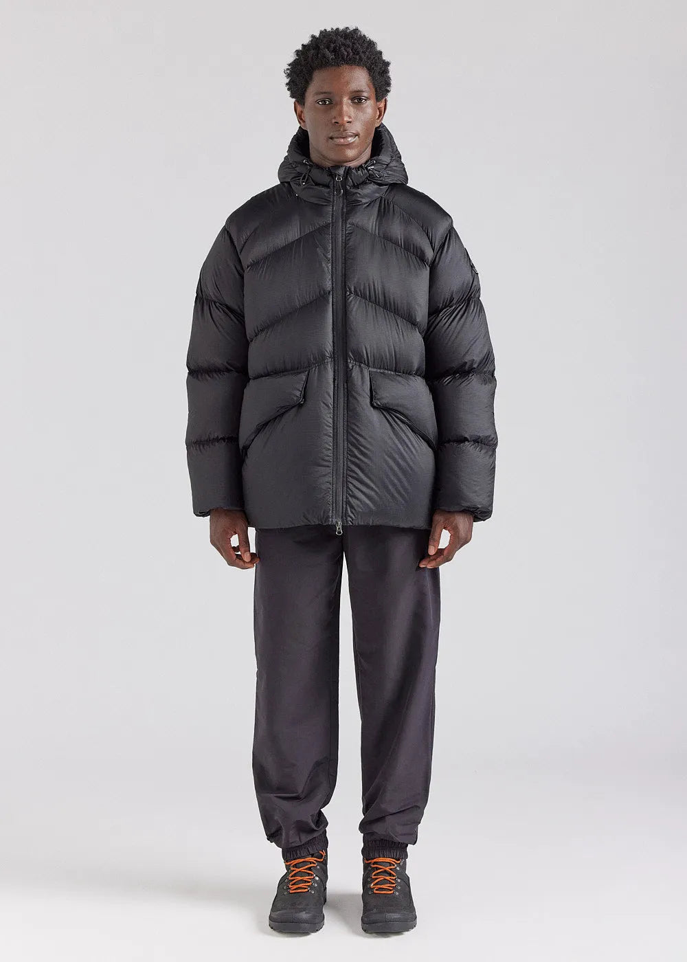 Pyrenex Stellar men's technical hooded down jacket in black