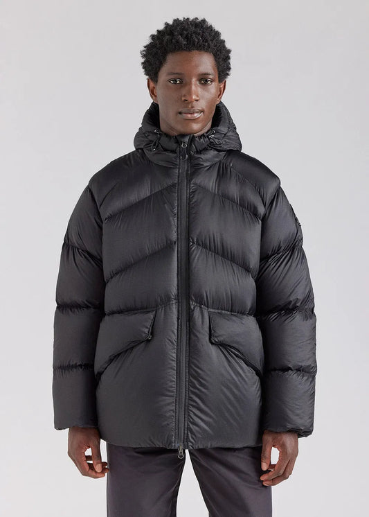 Pyrenex Stellar men's technical hooded down jacket in black