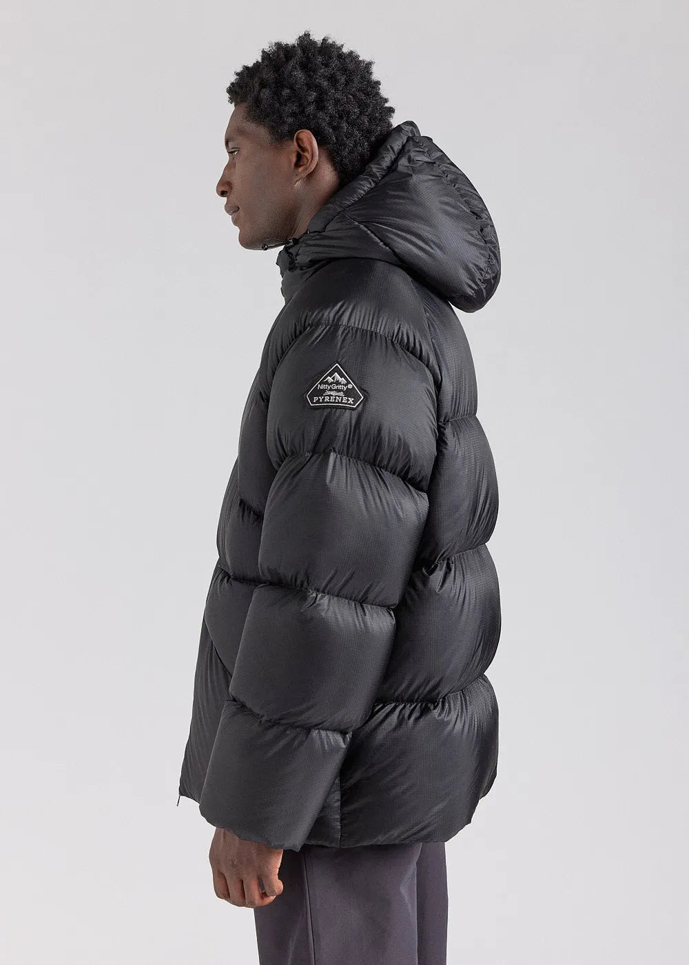 Pyrenex Stellar men's technical hooded down jacket in black