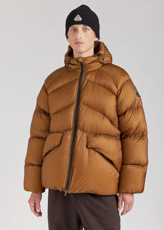 Pyrenex Stellar men's technical hooded down jacket bronze