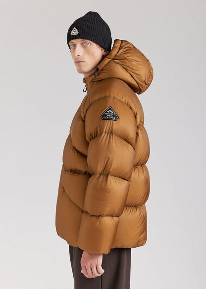 Pyrenex Stellar men's technical hooded down jacket bronze