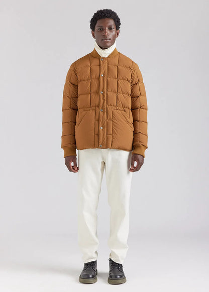 Pyrenex Flight men's down jacket with square quilting in Bronze Brown