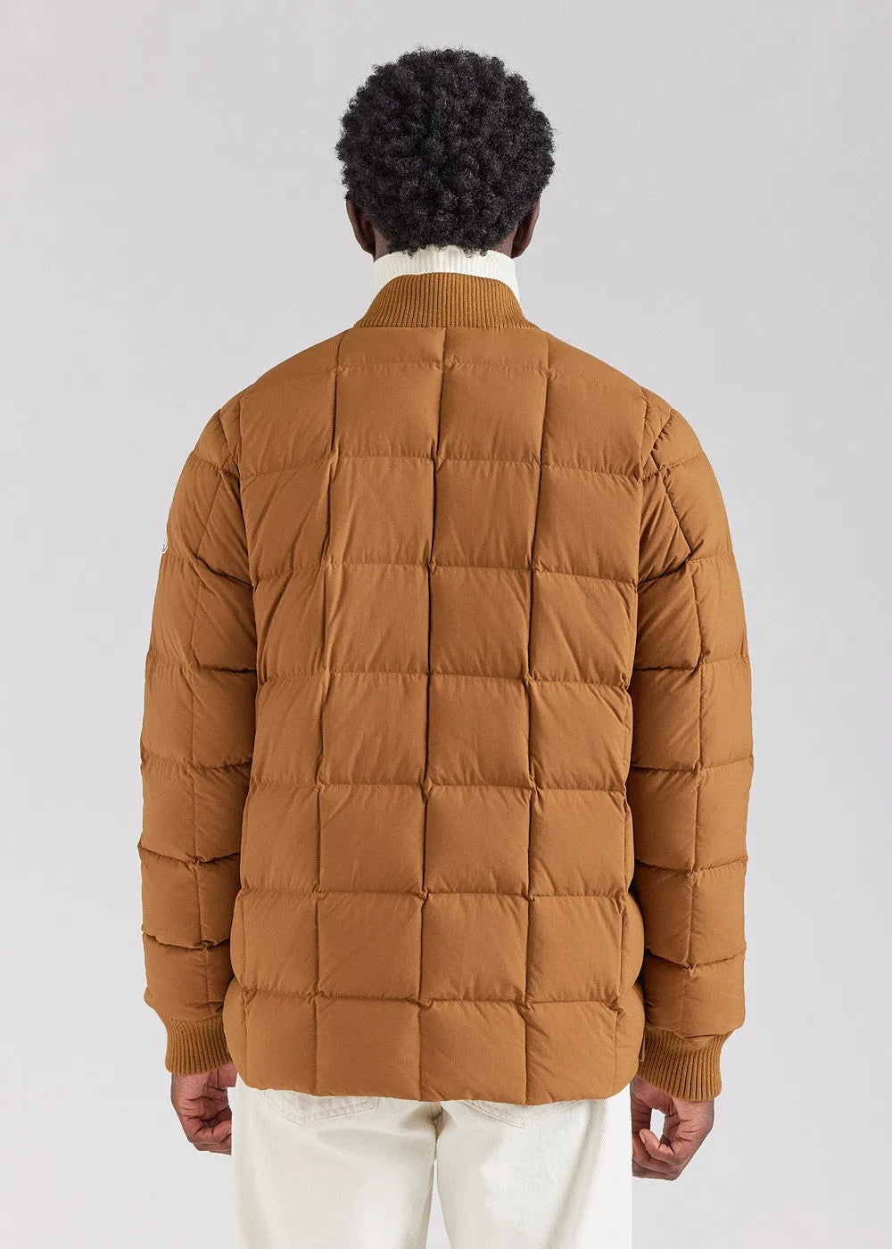 Pyrenex Flight men's down jacket with square quilting in Bronze Brown