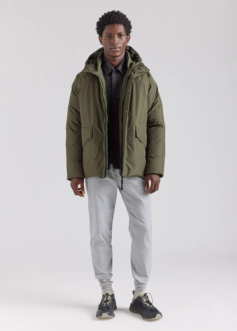 Pyrenex Covert short men's parka in natural down Deep khaki