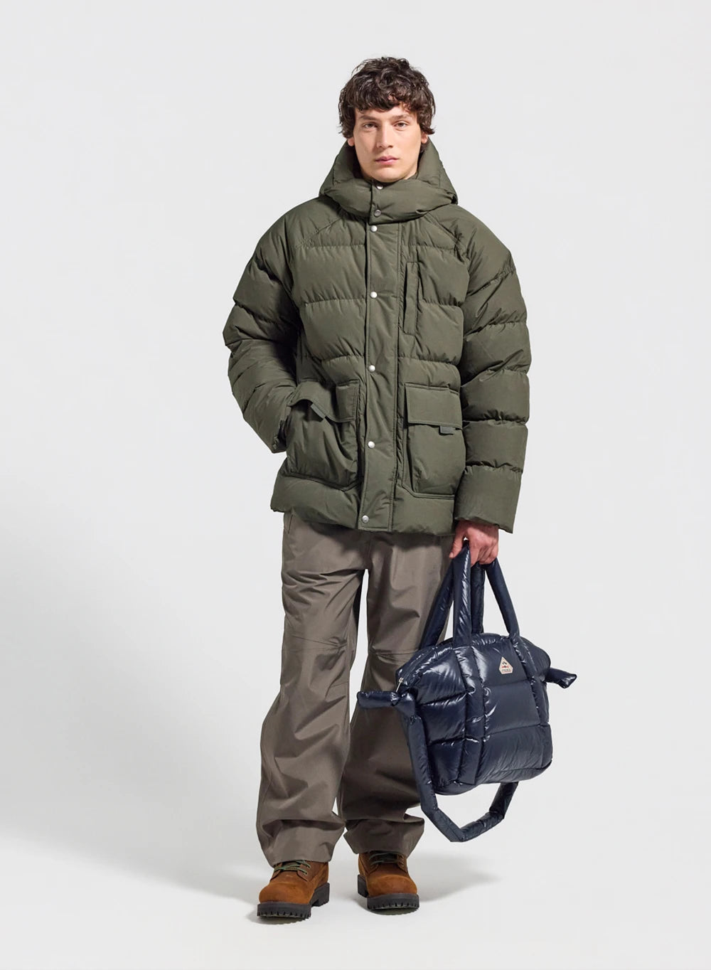 Men's natural down winter down jacket Pyrenex Voyager dark khaki
