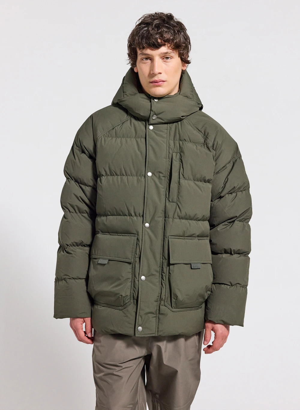 Men's natural down winter down jacket Pyrenex Voyager dark khaki