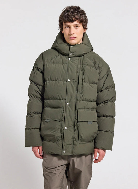 Men's natural down winter down jacket Pyrenex Voyager dark khaki