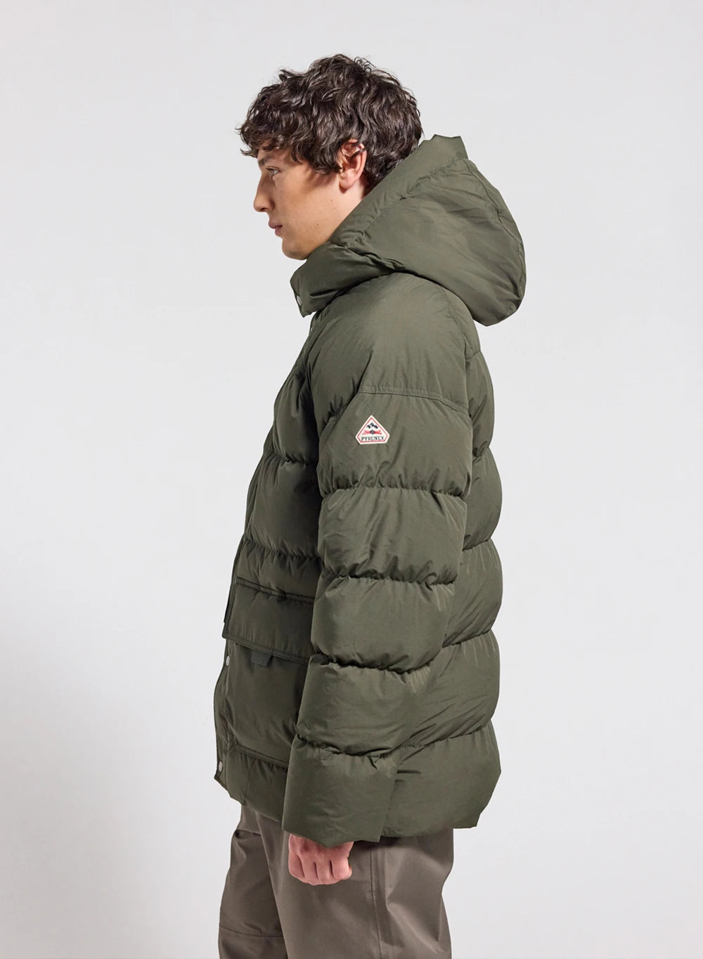 Men's natural down winter down jacket Pyrenex Voyager dark khaki