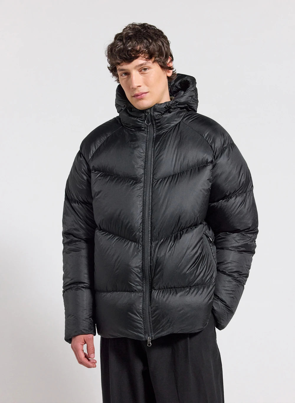 Winter hooded down jacket for men Pyrenex Helium black