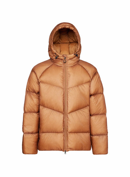 Men's winter hooded down jacket Pyrenex Helium in light brown