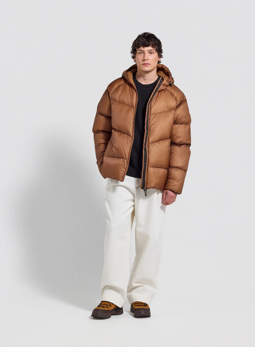 Men's winter hooded down jacket Pyrenex Helium in light brown