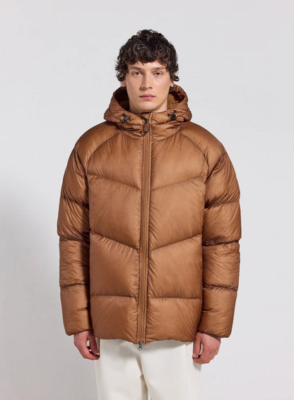 Men's winter hooded down jacket Pyrenex Helium in light brown