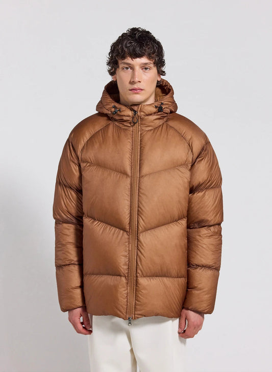 Men's winter hooded down jacket Pyrenex Helium in light brown