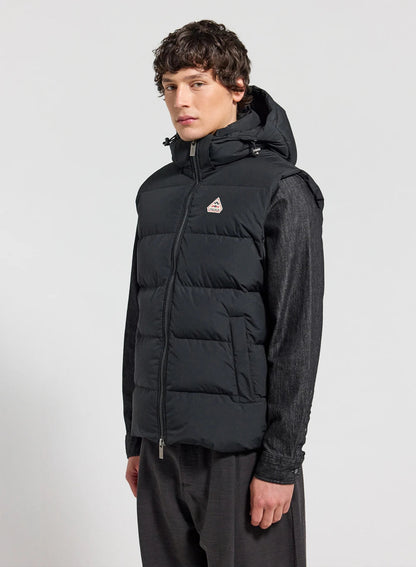 Pyrenex Spoutnic sleeveless down jacket with removable hood, black