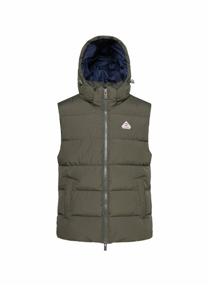 Pyrenex Spoutnic sleeveless down jacket with removable hood dark khaki