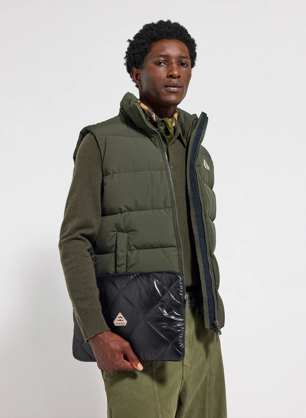 Pyrenex Spoutnic sleeveless down jacket with removable hood dark khaki