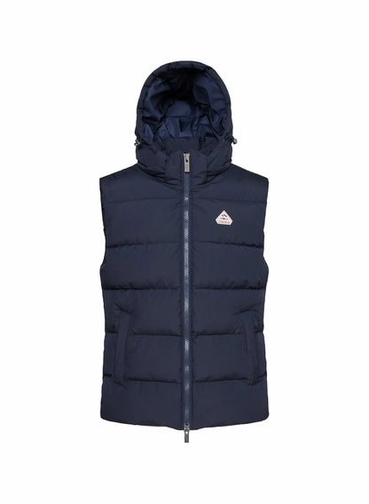 Pyrenex Spoutnic sleeveless down jacket with removable hood, dark navy