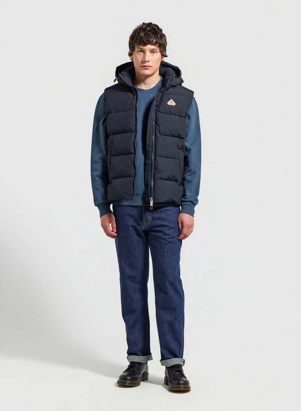 Pyrenex Spoutnic sleeveless down jacket with removable hood, dark navy
