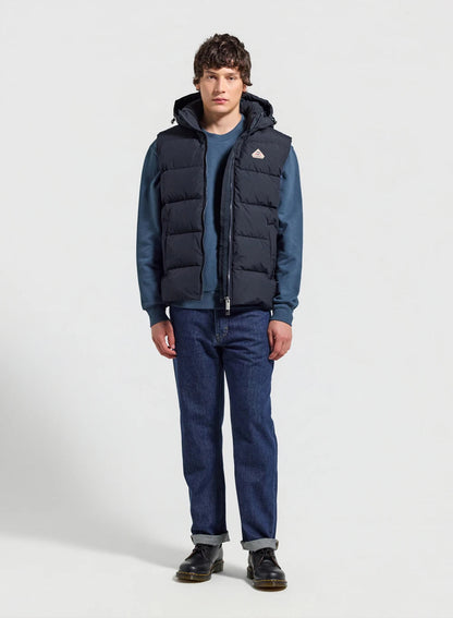 Pyrenex Spoutnic sleeveless down jacket with removable hood, dark navy