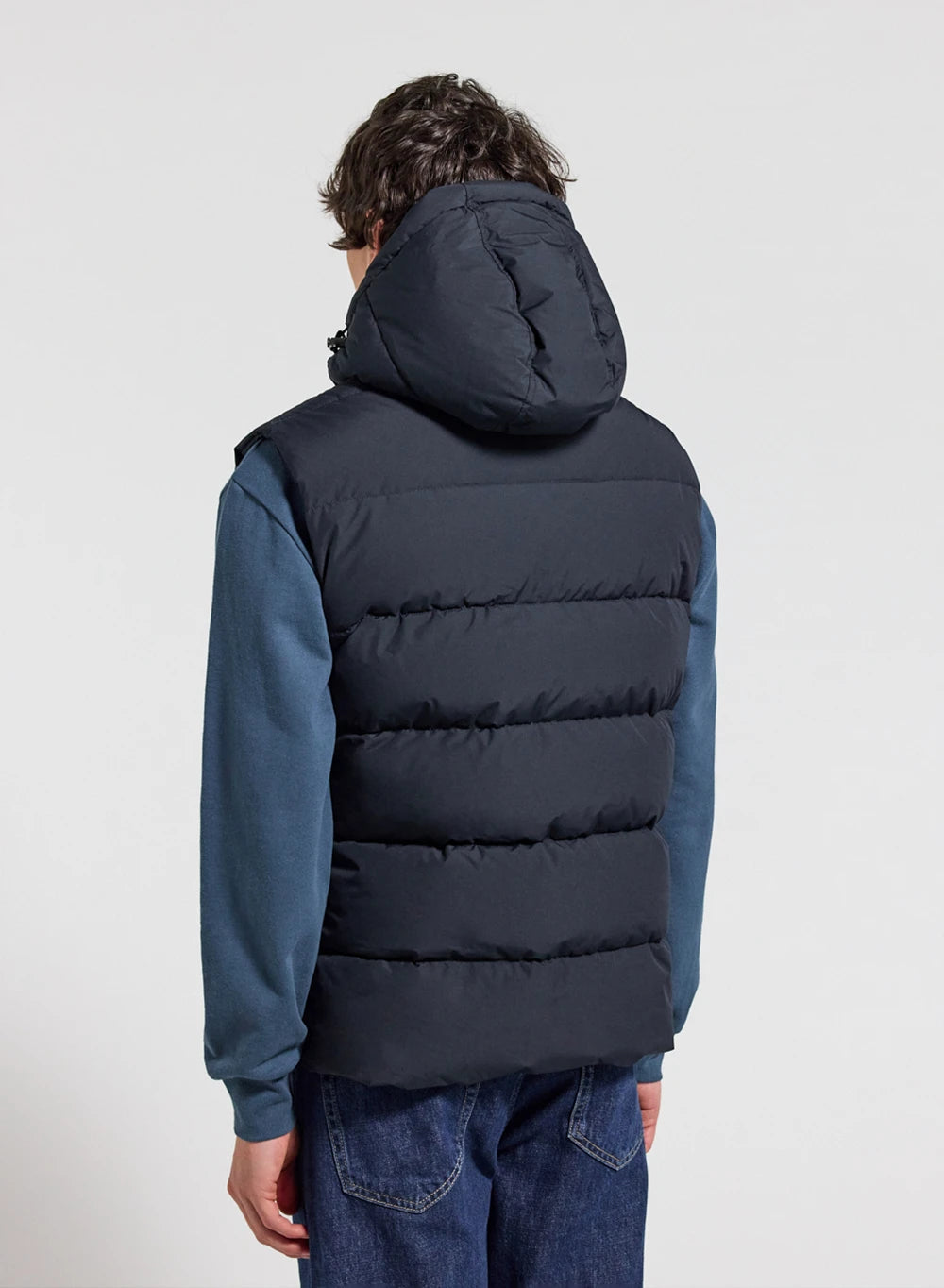 Pyrenex Spoutnic sleeveless down jacket with removable hood, dark navy