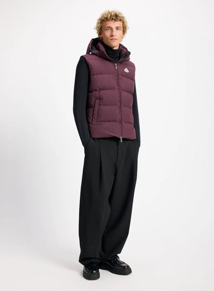 Pyrenex Spoutnic sleeveless down jacket with removable hood burgundy