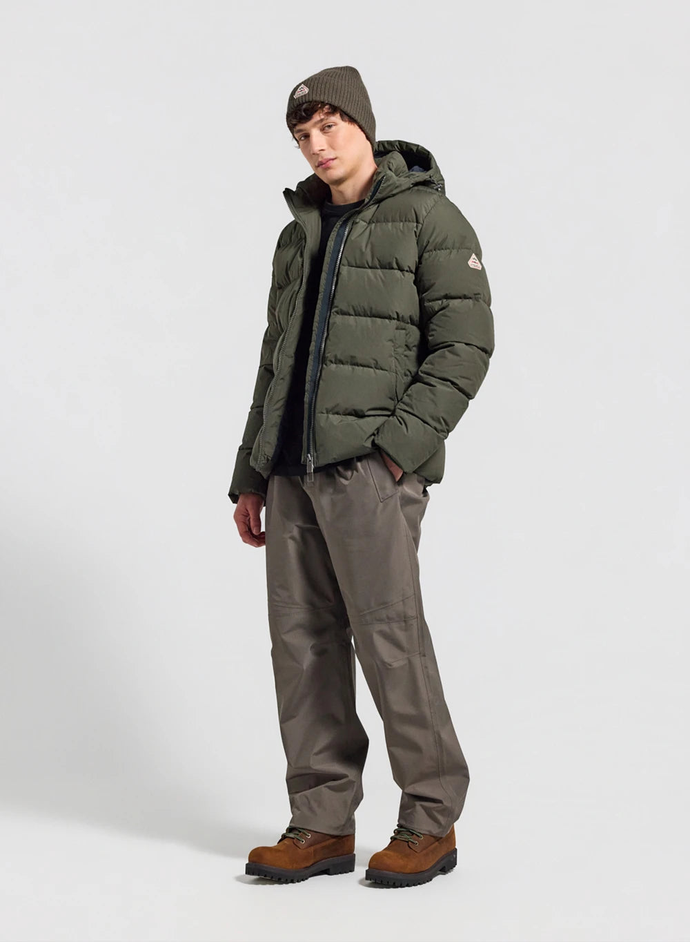 Down jacket with removable hood Pyrenex Spoutnic dark khaki