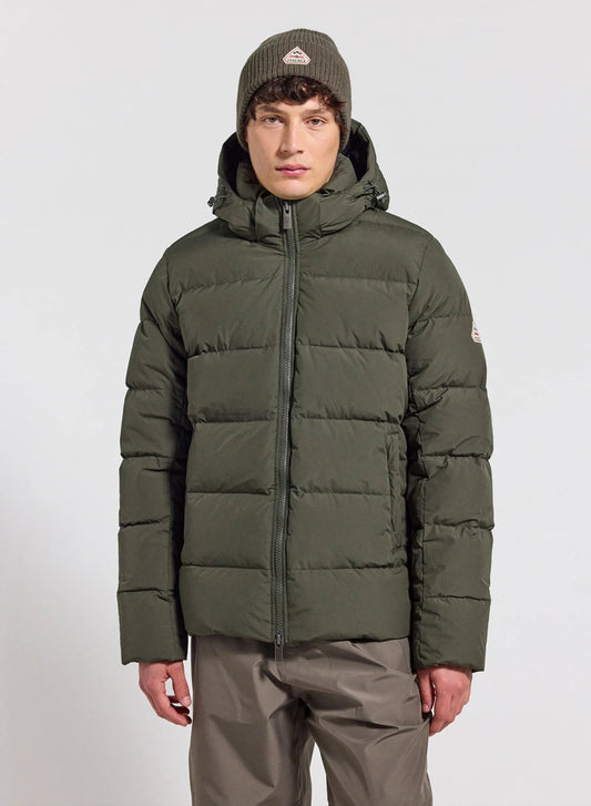 Down jacket with removable hood Pyrenex Spoutnic dark khaki