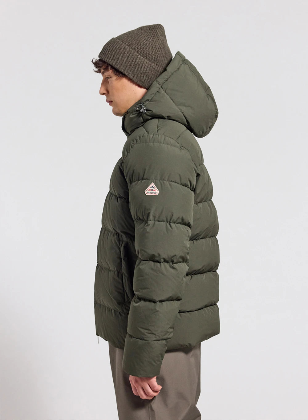 Down jacket with removable hood Pyrenex Spoutnic dark khaki