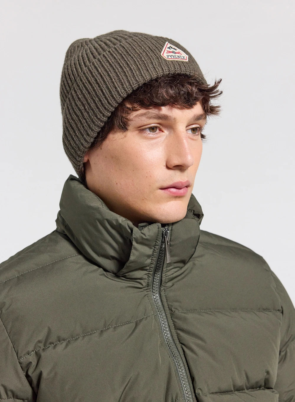 Down jacket with removable hood Pyrenex Spoutnic dark khaki