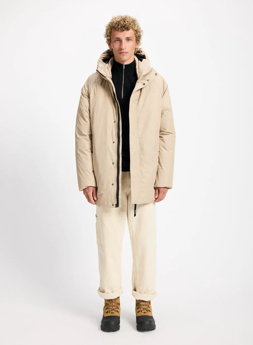 Hooded men's parka Pyrenex Spark in natural down light beige