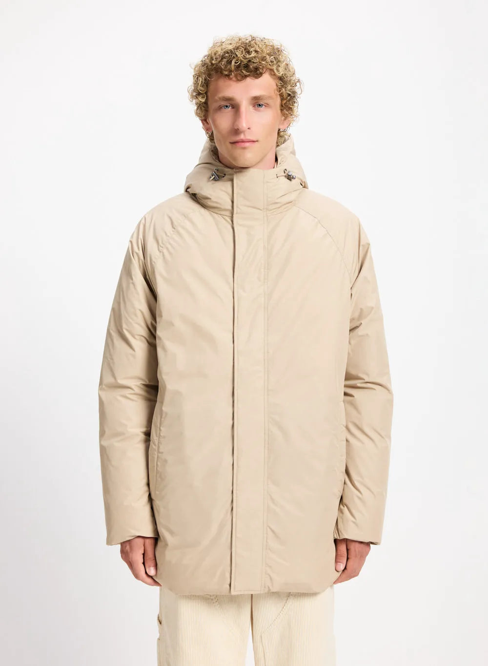 Hooded men's parka Pyrenex Spark in natural down light beige