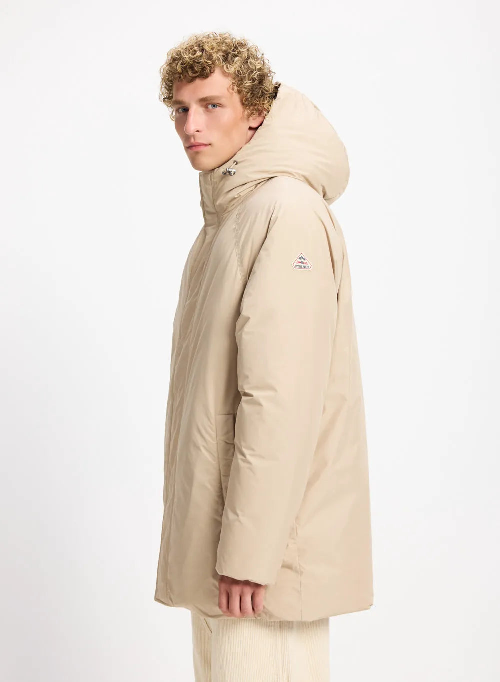 Hooded men's parka Pyrenex Spark in natural down light beige